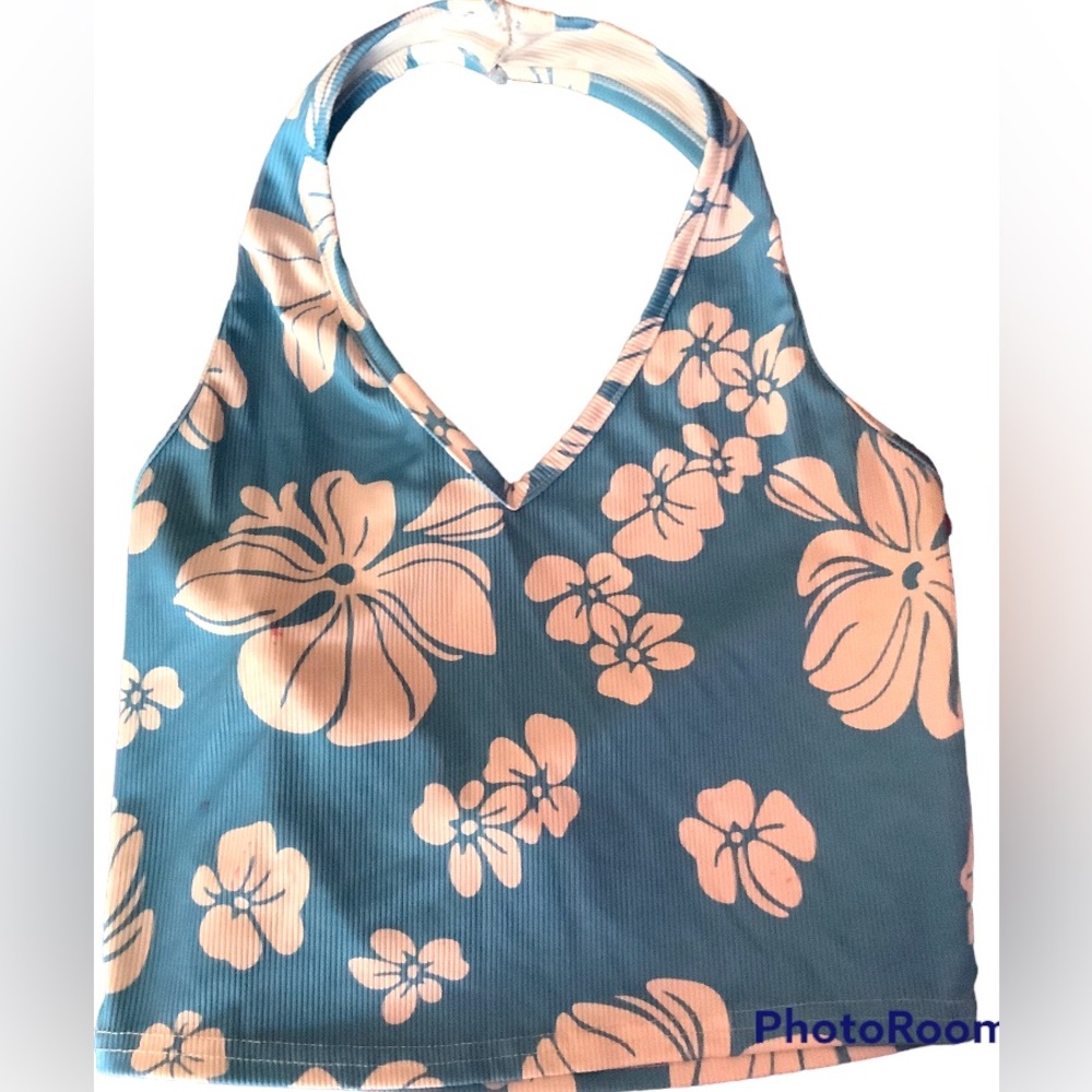 🌀 Turquoise floral Halter top 🌀